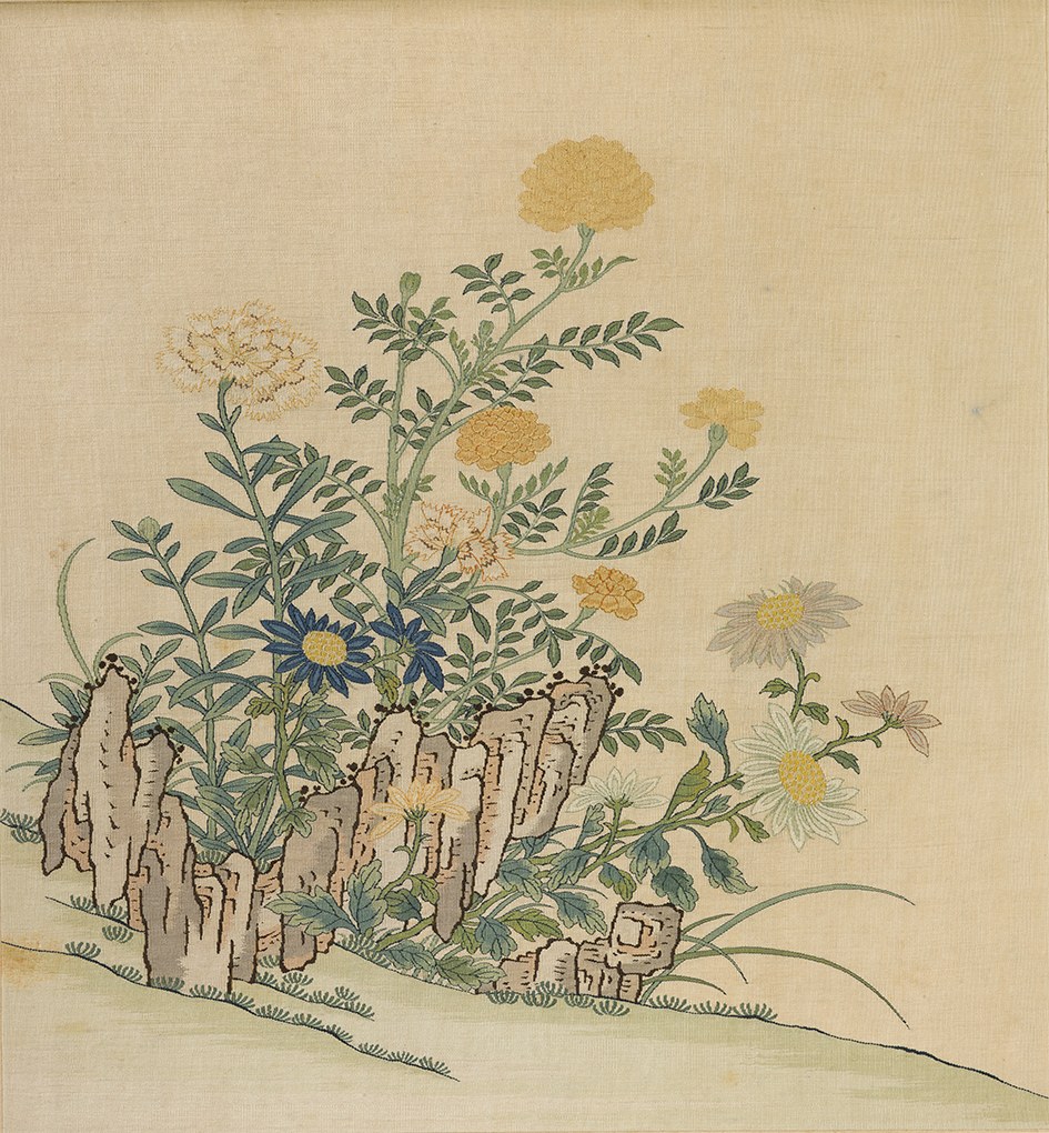 缂丝花卉册·初秋花石