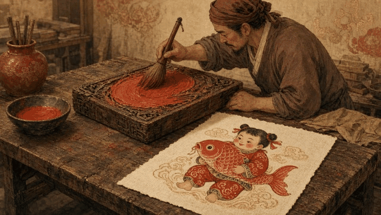 画师运笔晕染娃娃脸
